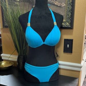NWT Beach Joy Blue Halter Bikini Set